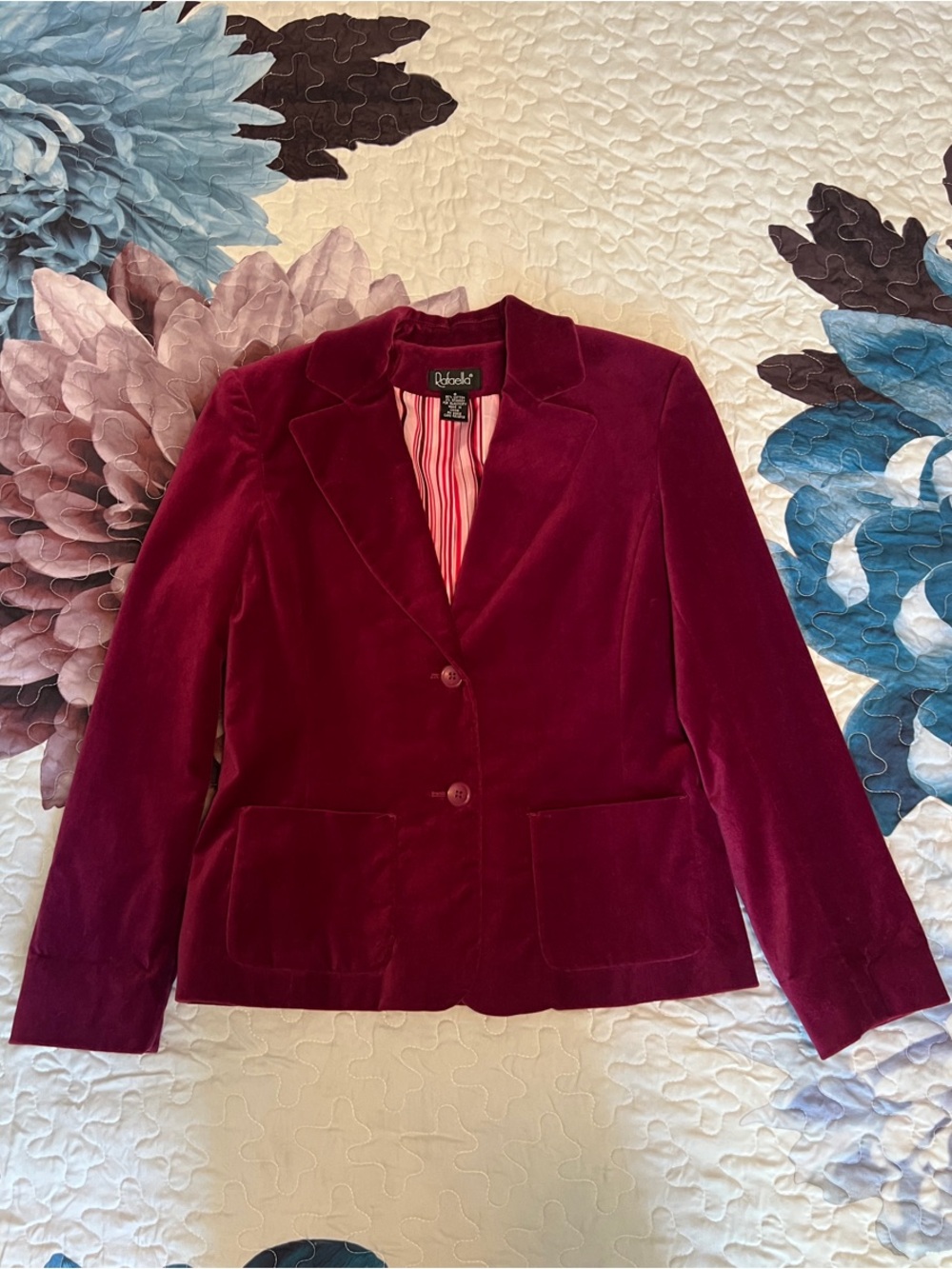 Rafaella Women's Velvet Blazer Jacket - Burgundy